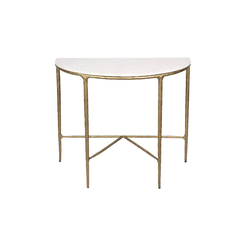 Heston White Marble Console Table - Brass Base