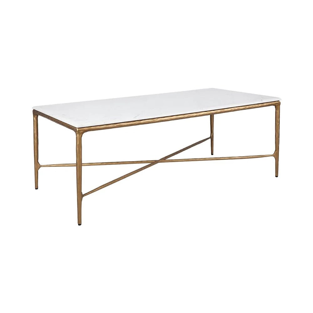 Heston White Marble Coffee Table - Brass