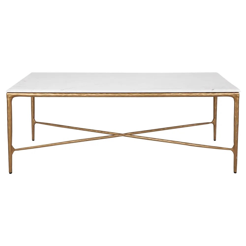 Heston Rectangular Marble Coffee Table - Brass