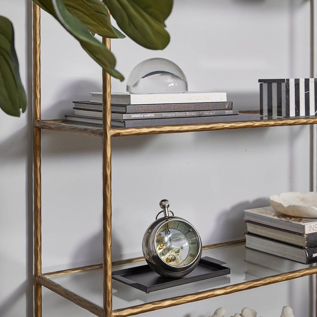 Heston Glass Shelving Unit - Brass