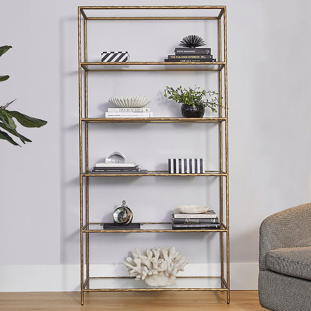 Heston Glass Shelving Unit - Brass