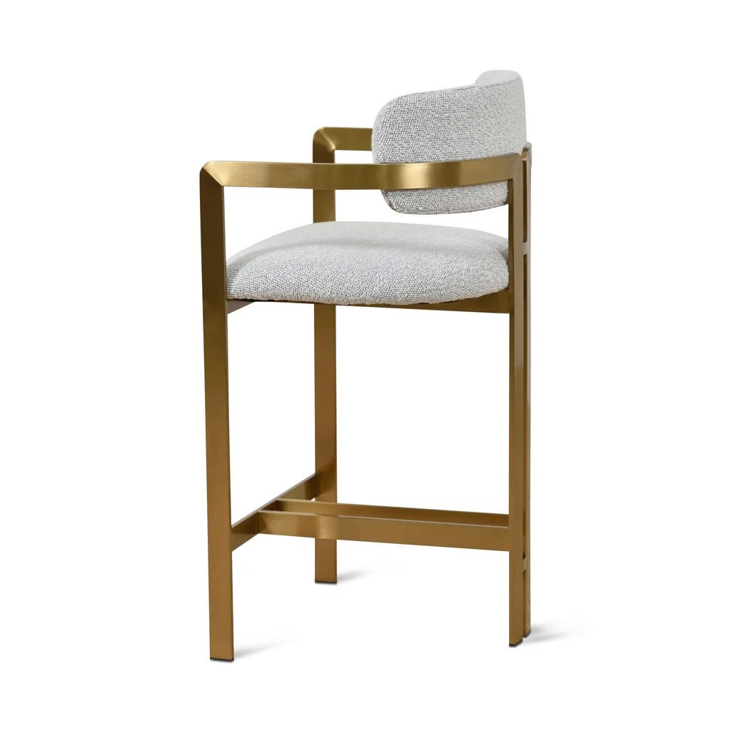 Ivy Gold Bar Stool - Gey Boucle