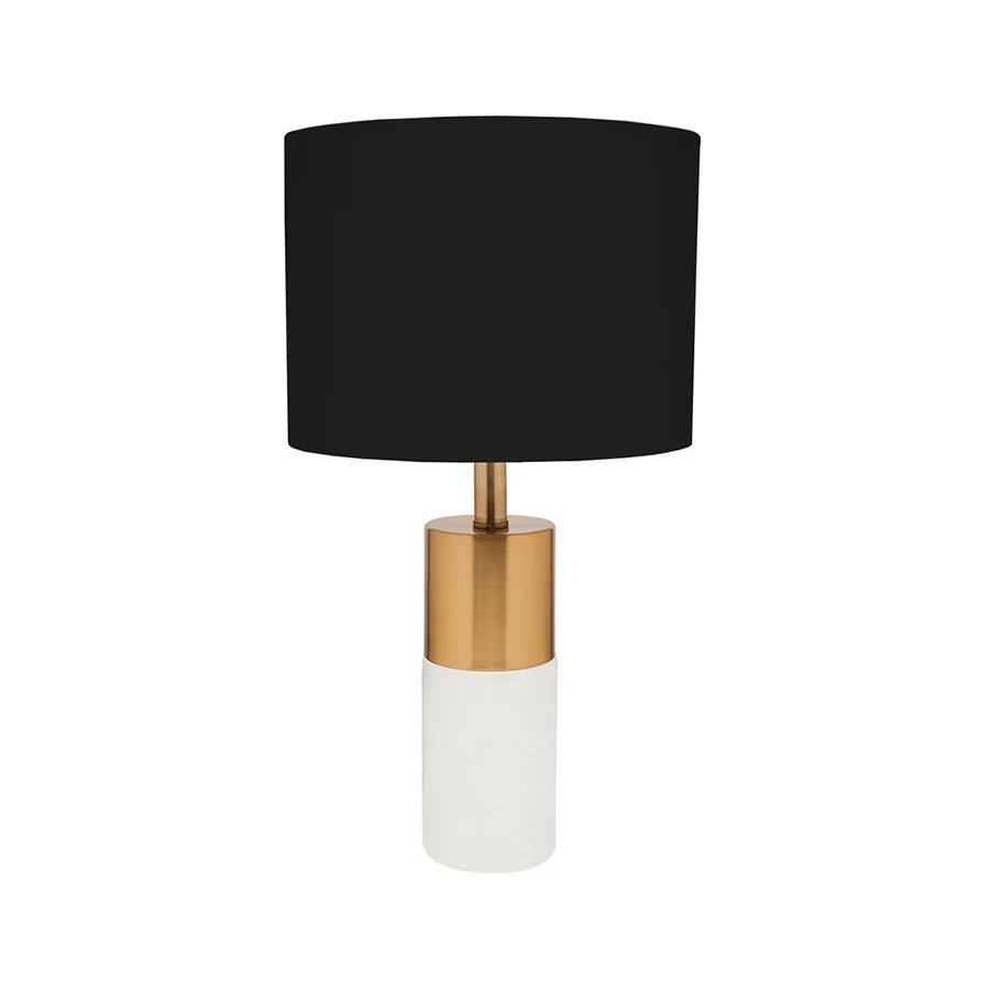 Lane White Marble Table Lamp - Black Shade