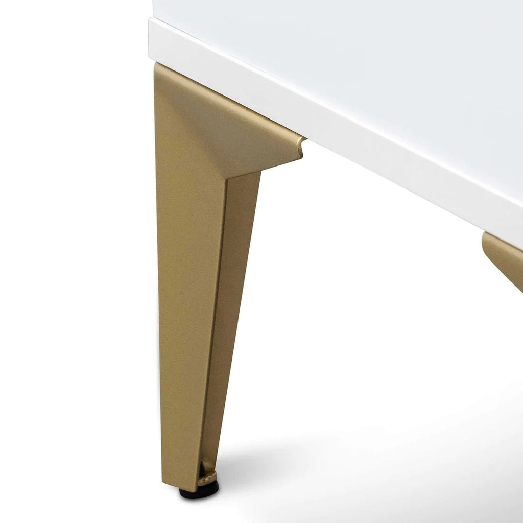 Luke Bedside Table - White with Gold Legs