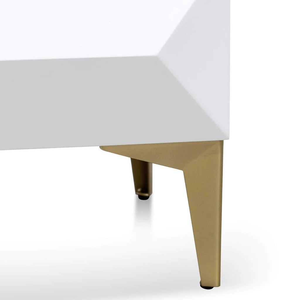 Luke Bedside Table - White with Gold Legs