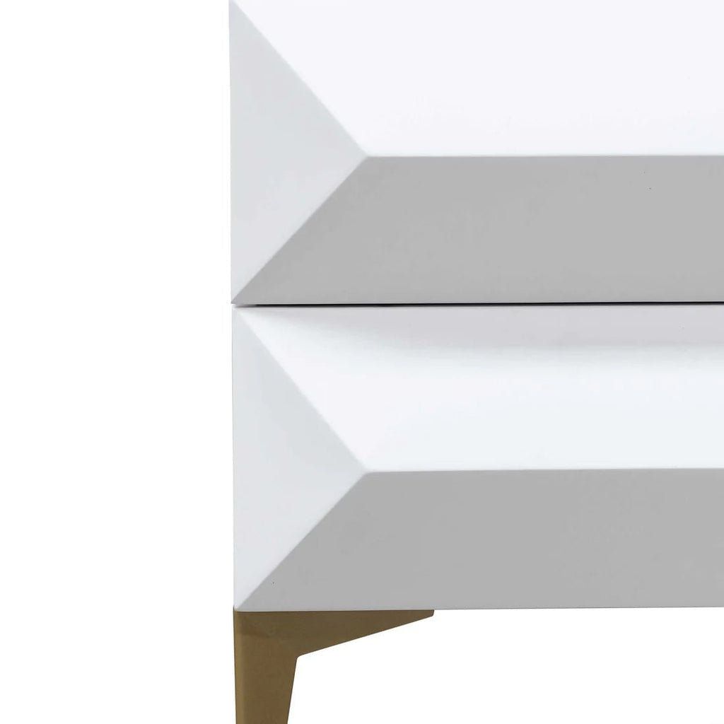 Luke Bedside Table - White with Gold Legs