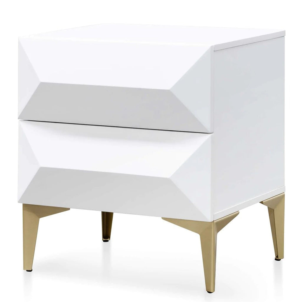 Luke Bedside Table - White with Gold Legs