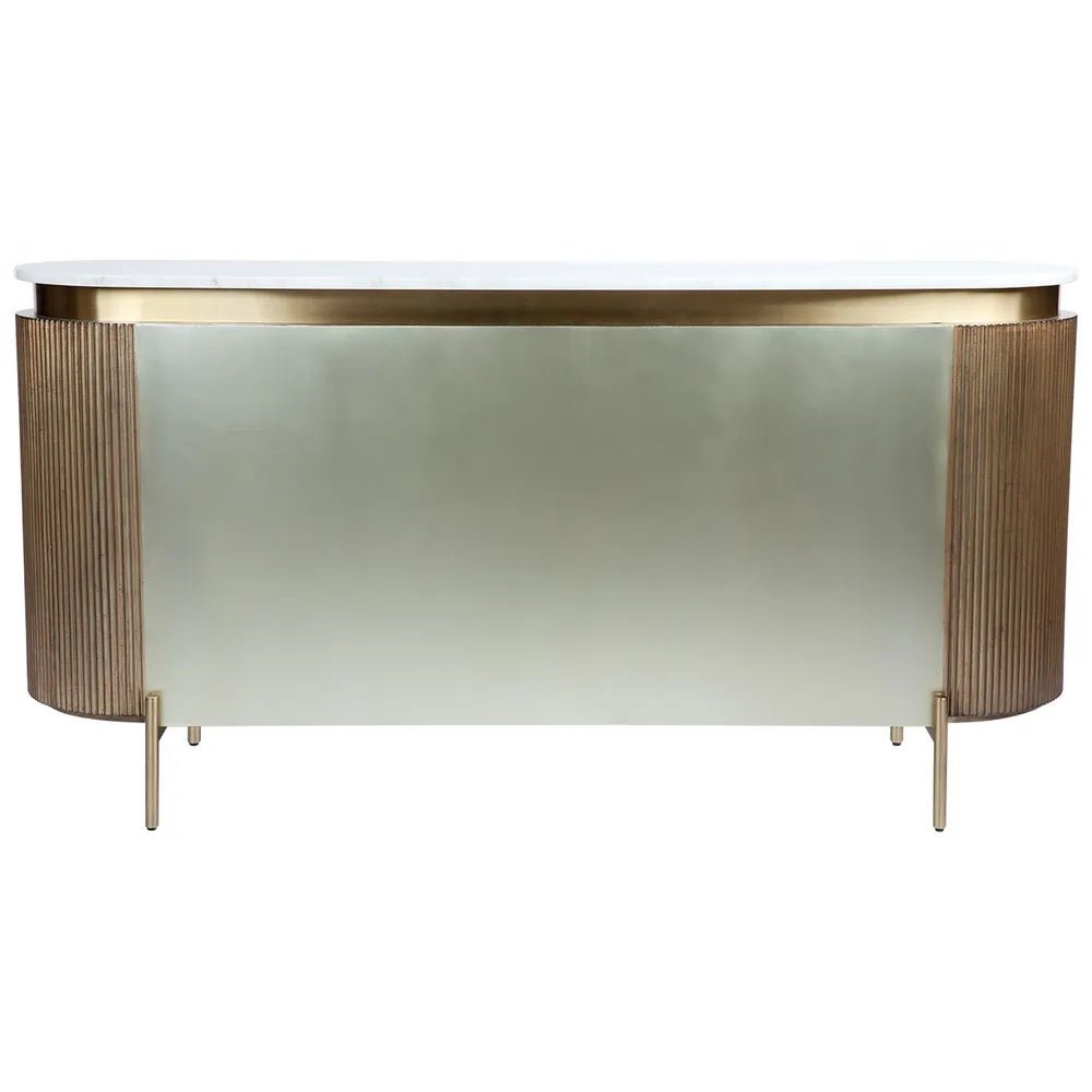 Gold and White Marble Buffet Cabinet