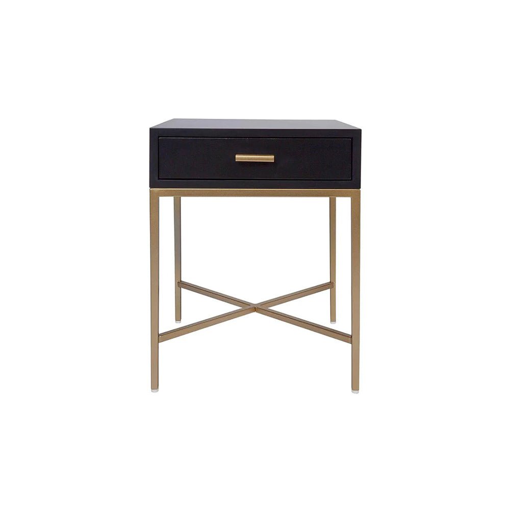 Noosa Small Luxury Bedside Table - Black and Gold