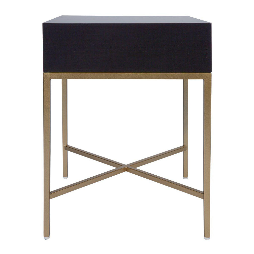 Noosa Small Luxury Bedside Table - Black and Gold