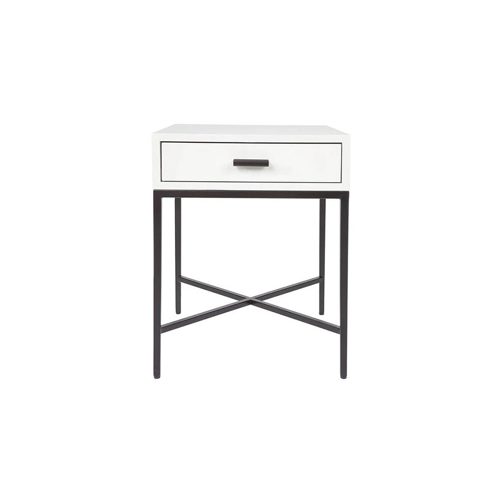 Noosa Small Luxury Bedside Table - White and Black