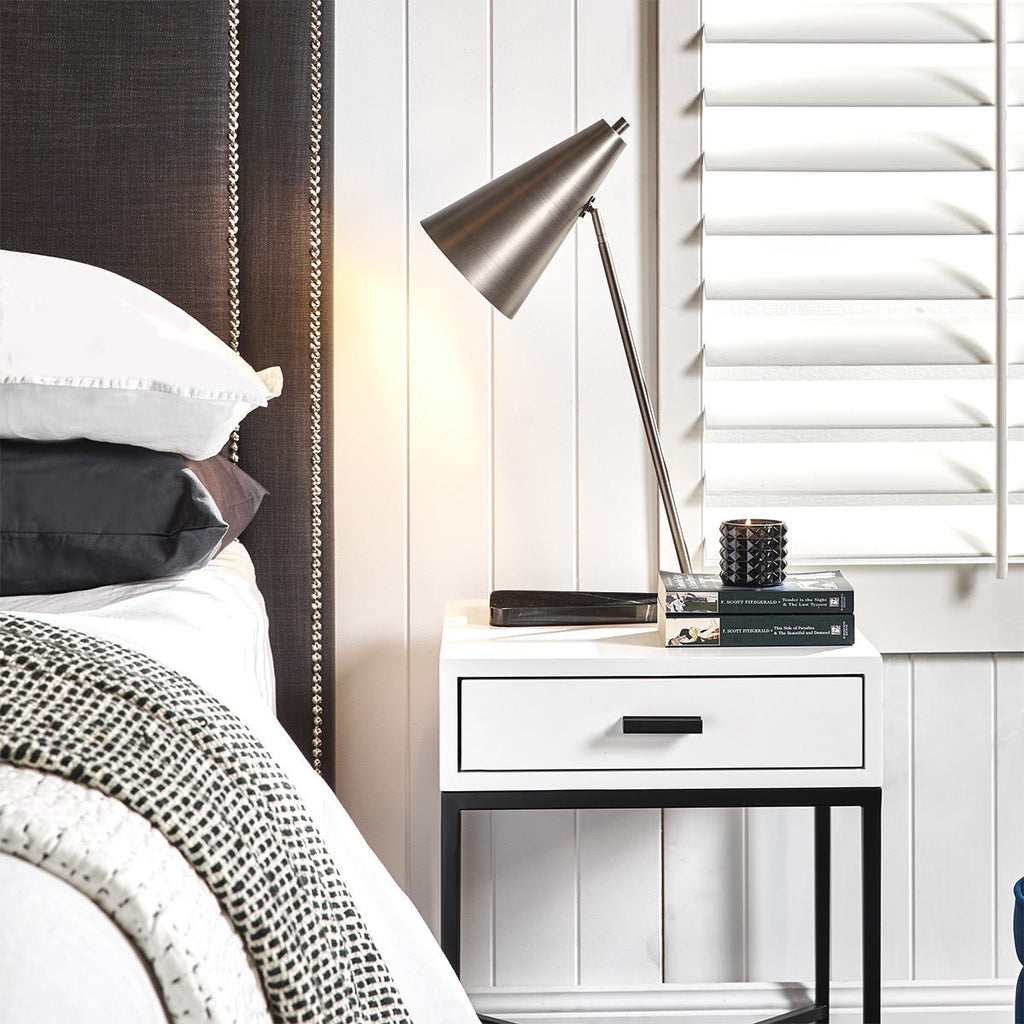 Noosa Small Luxury Bedside Table - White and Black