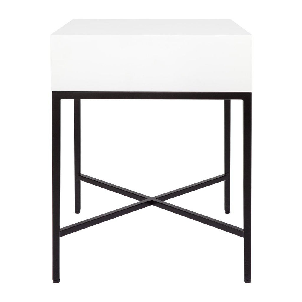 Noosa Small Luxury Bedside Table - White and Black