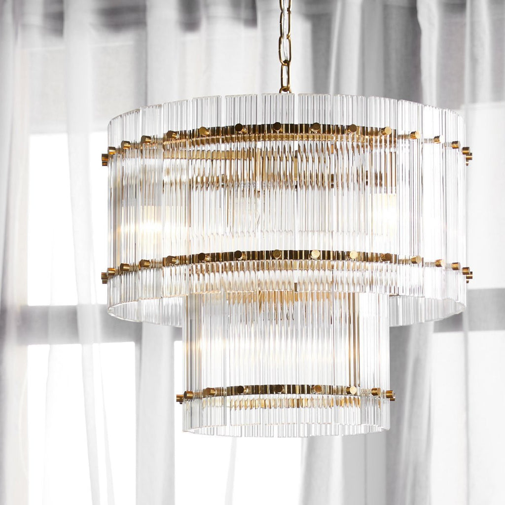 Paloma Crystal Pendant - 2 Tier Brass