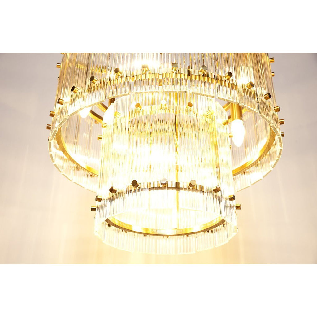 Paloma Crystal Pendant - 2 Tier Brass