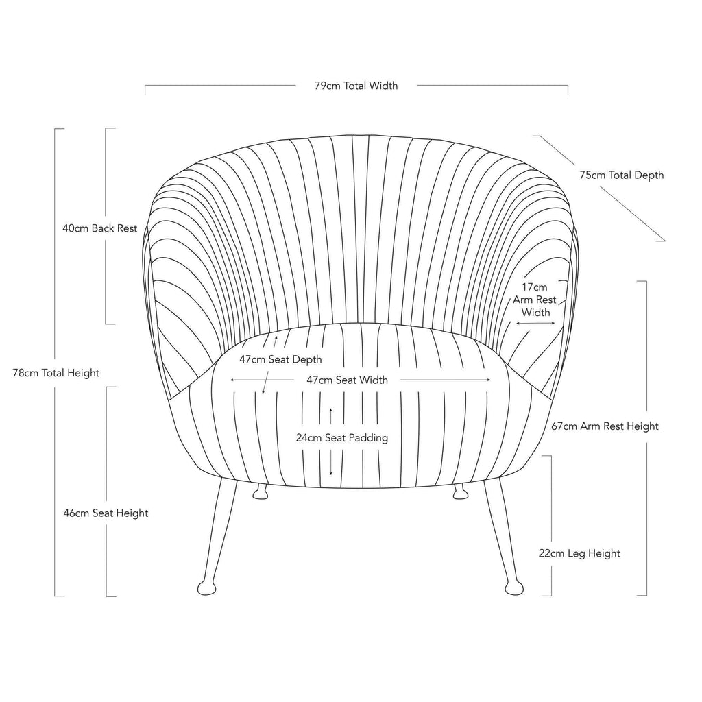 Paris Navy Velvet Armchair  - Specs