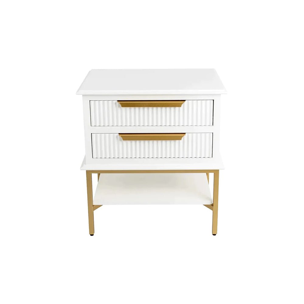 Ripple Luxury Bedside Table - Small White