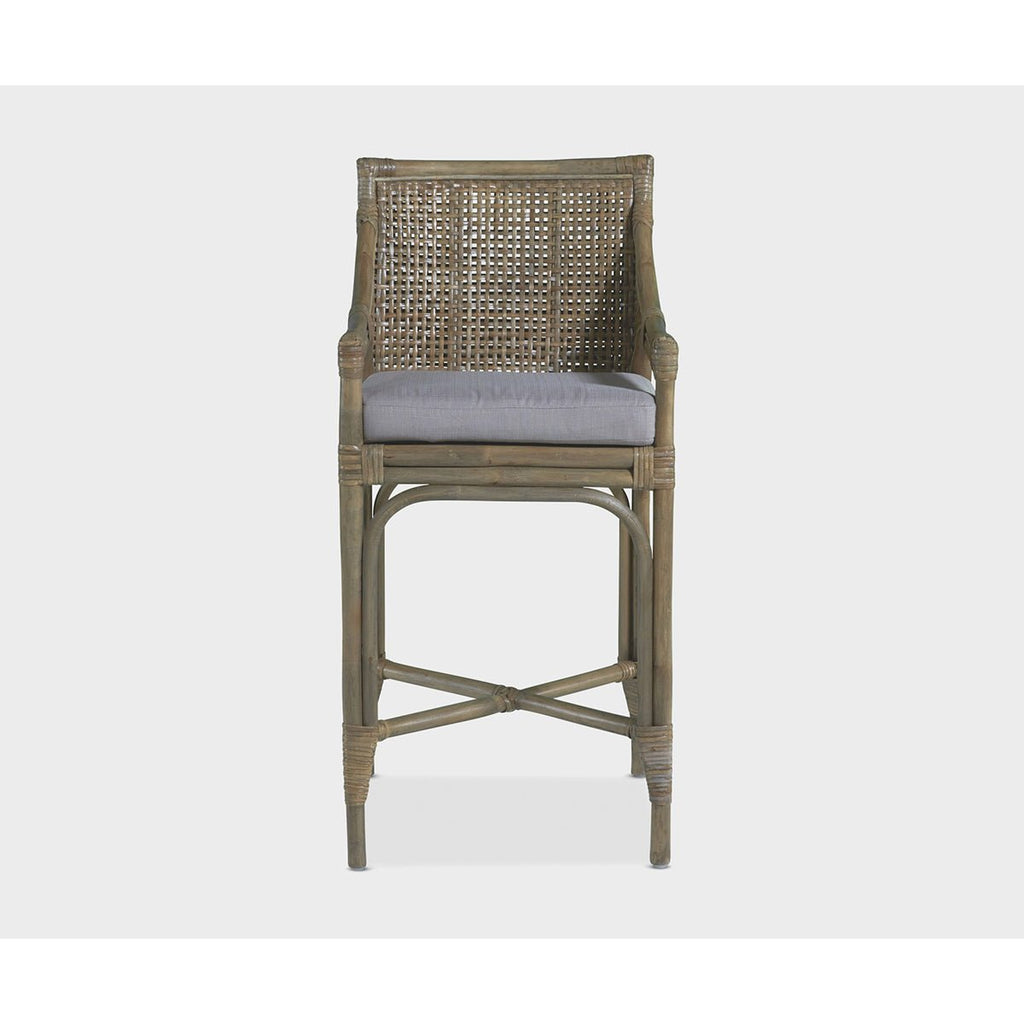 Sailor's Bay Rattan Kitchen Stool - Mud Grey