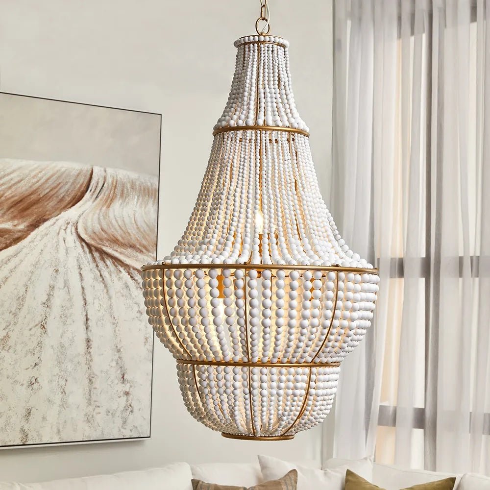 Sierra Beaded Chandelier Gold & White