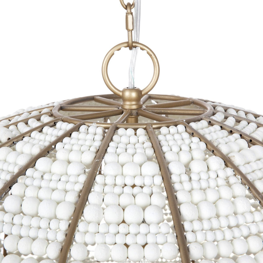 Sierra Beaded Dome Pendant Gold & White