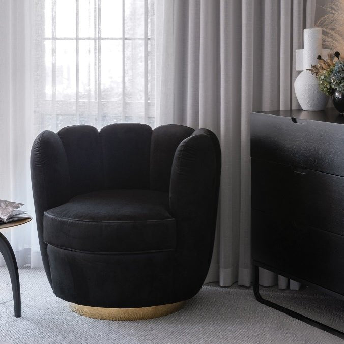 Soho Velvet Swivel Armchair - Black