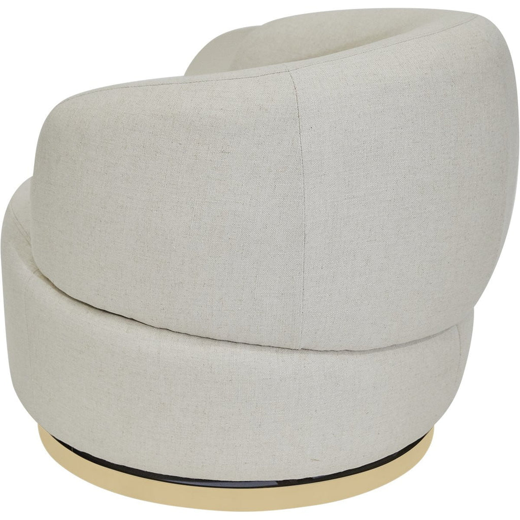 Tubby Natural Linen Swivel Chair - Art Deco Armchair