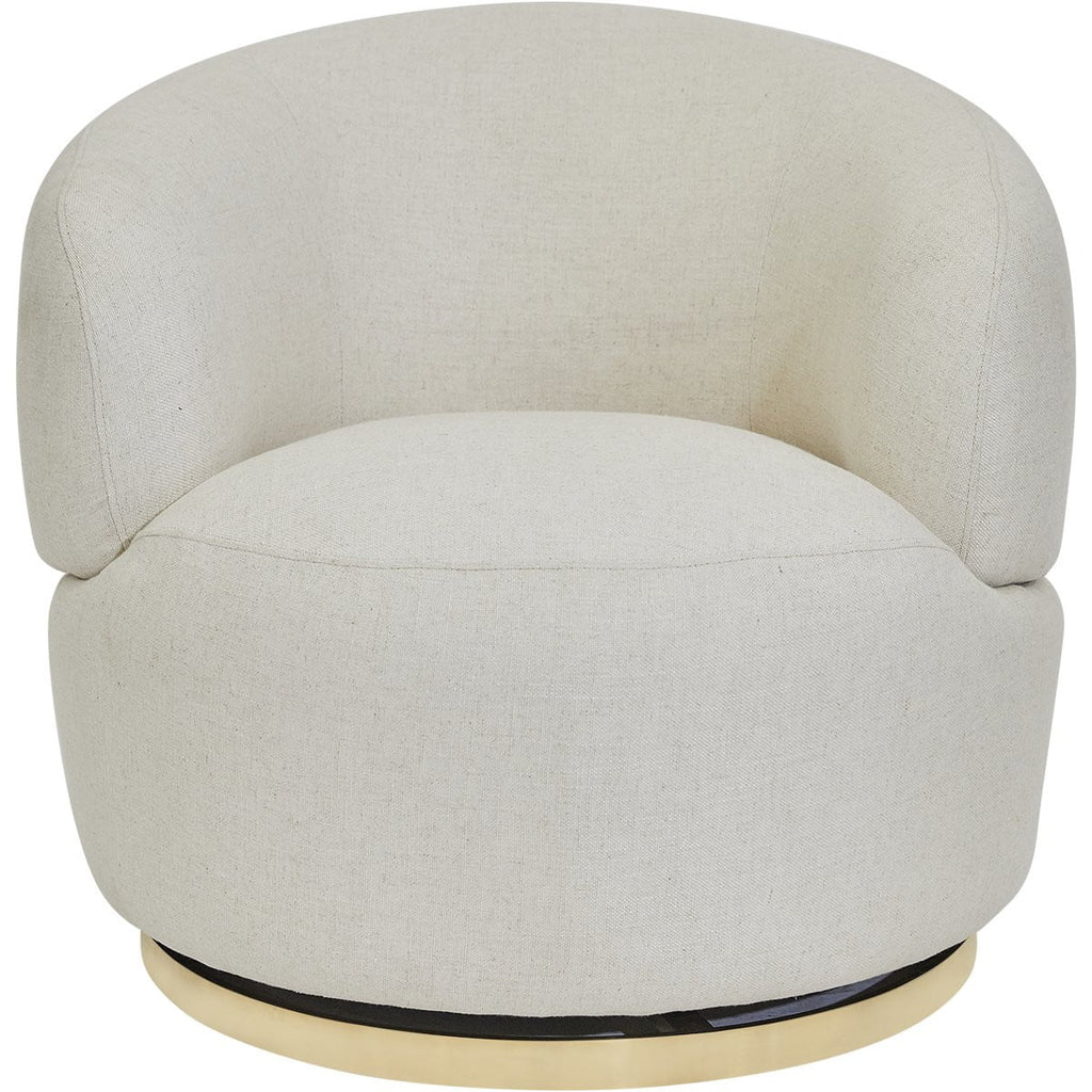 Tubby Natural Linen Swivel Chair - Art Deco Armchair