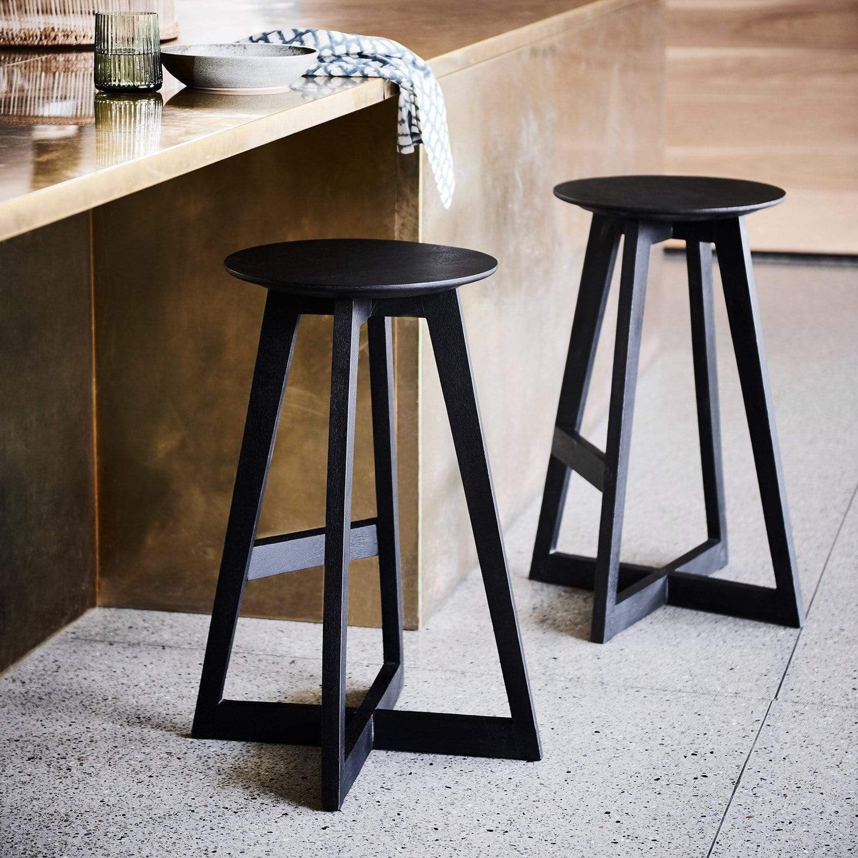 Black timber bar discount stools