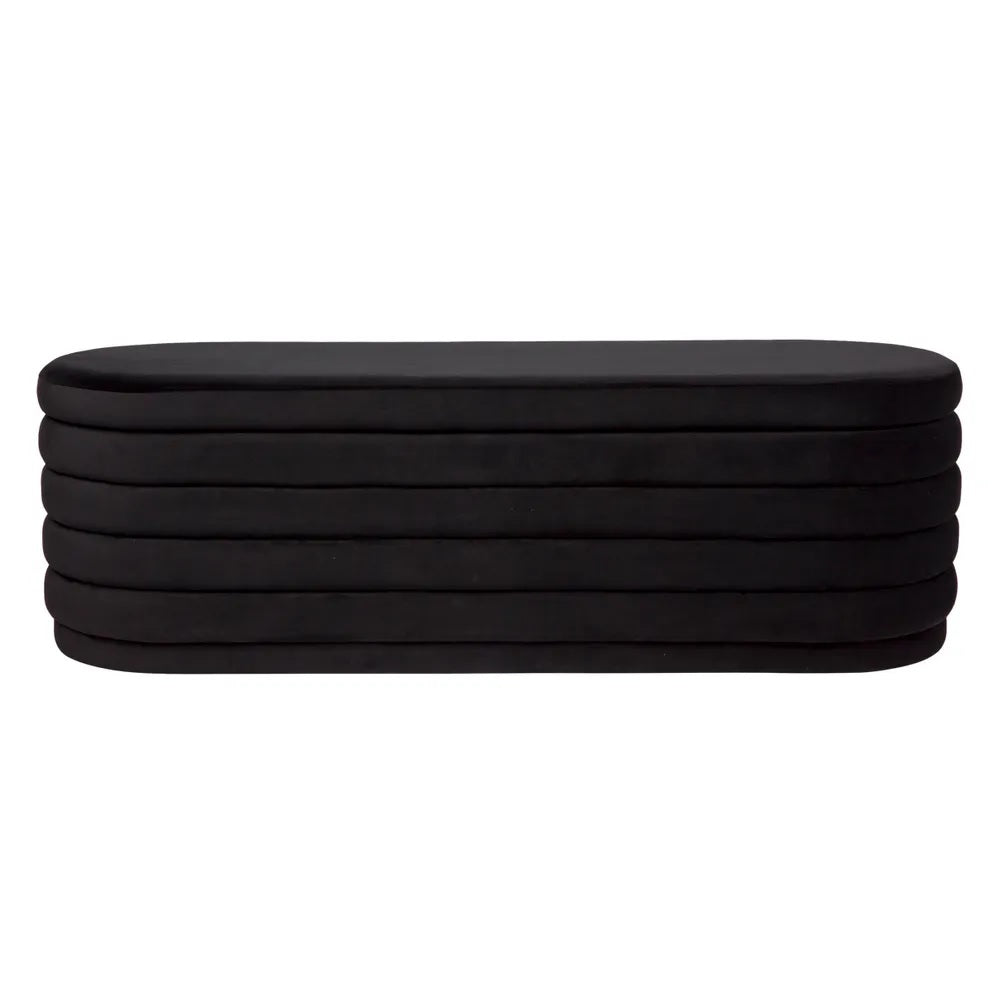 Demi Black Velvet Ottoman